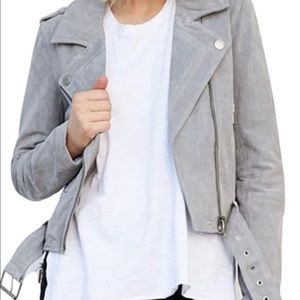 Blank nyc suede Moto jacket light grey size medium